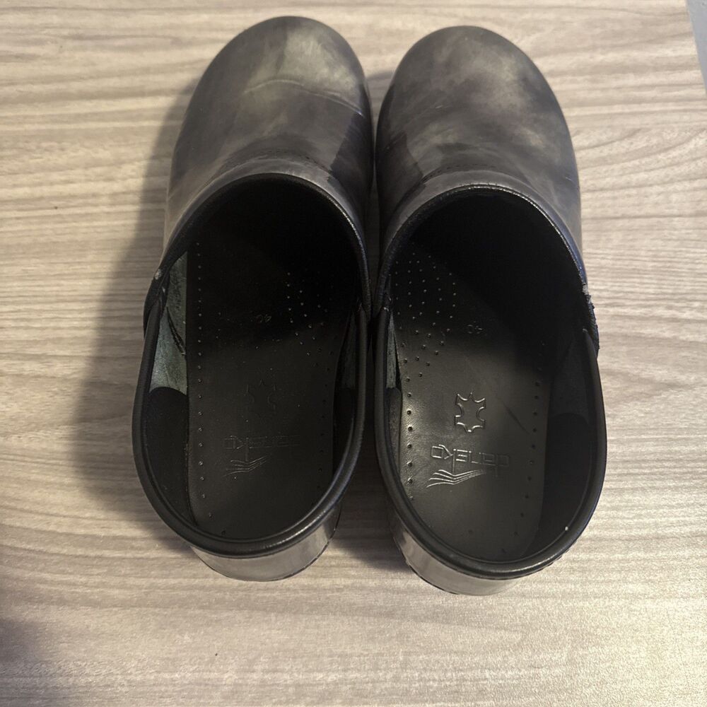 DANSKO Professional Metalic Silver Fade Leather Clogs Sz 9-9.5 EU 40 Shoes - Picture 8 of 12